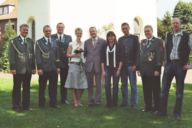 Kathrin und Karl-Bernd mit Königspaar und Vorstand